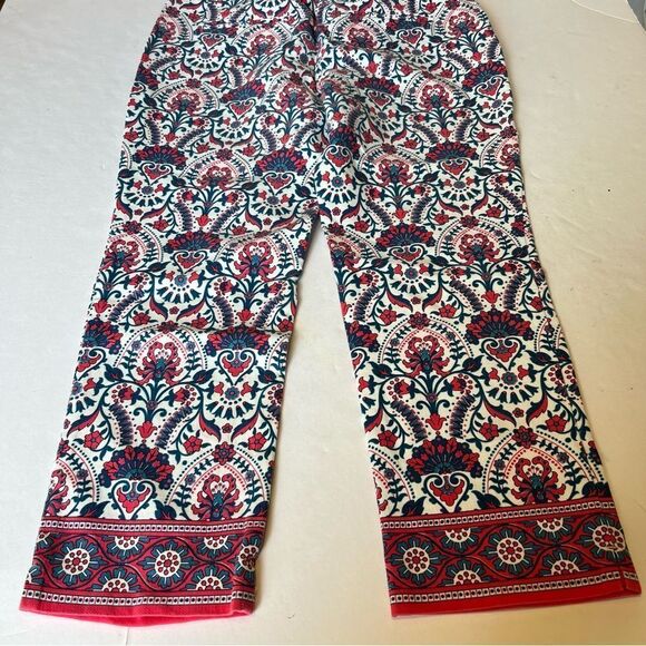 Ann Taylor Loft Marisa Women's Pants White/Blue/Red Paisley Print Cropped Size 8 - Picture 9 of 9